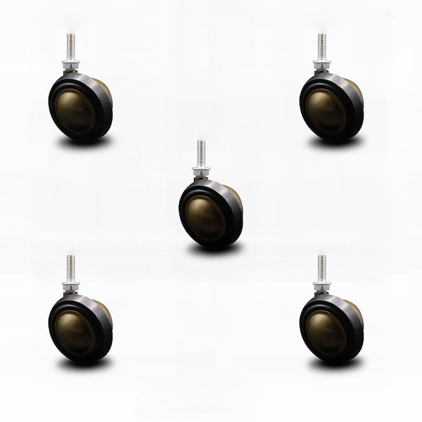 2.25 Inch Antique Soft Tread Ball Caster - 5/16 Inch Threaded Stem, 5PK